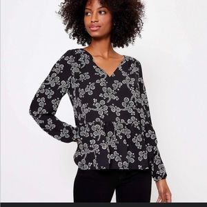 ANN TAYLOR LOFT black & white peplum blouse| XL